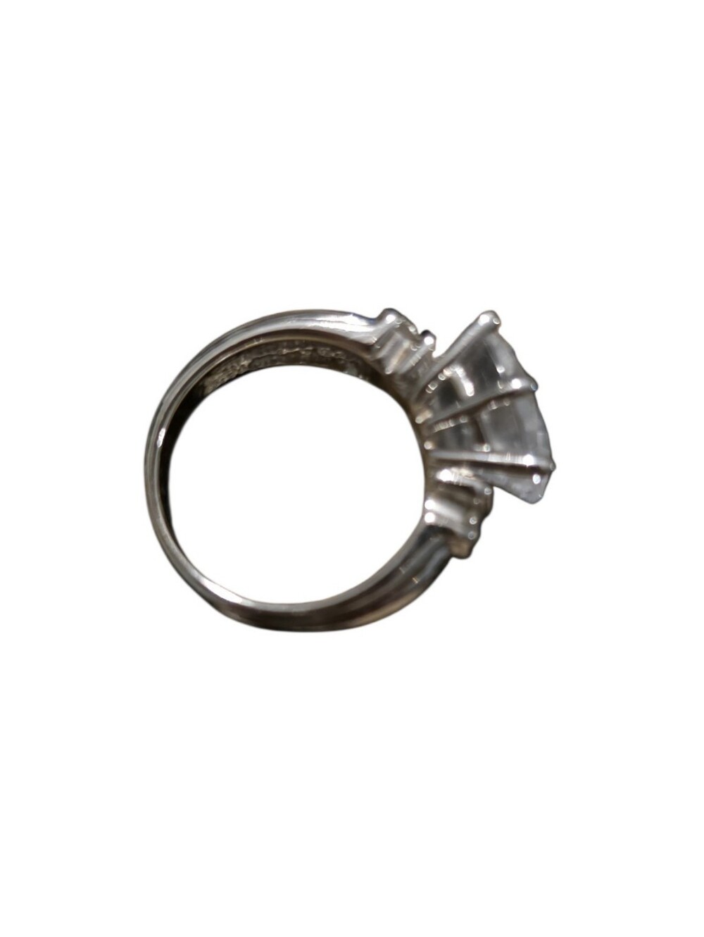 Brilliant White Stone Statement Ring in Silver - Picture 2 of 4